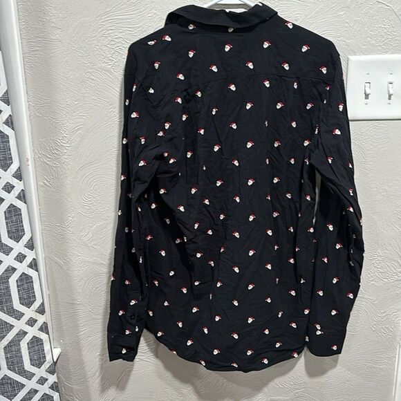 Tipsy Elves Mr. Claus Santa Print Button Down Christmas Shirt Size Medium - Picture 5 of 7